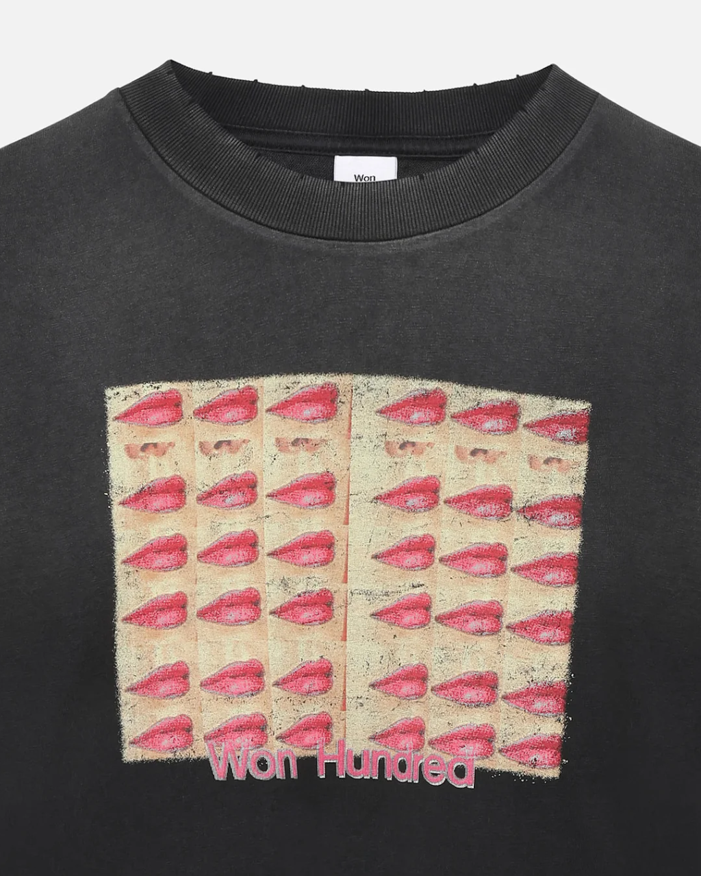 Won Hundred Houston Kisses T-shirt in washed black with graphic logo print and oversized fit.