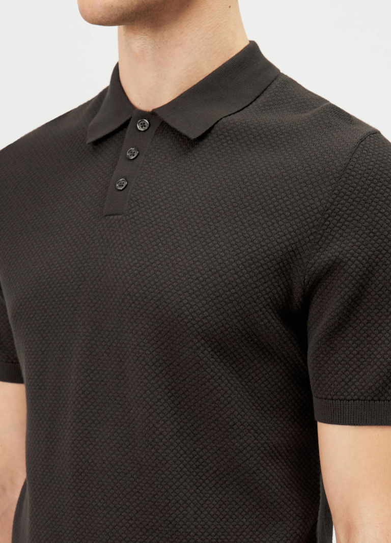 Drykorn TRITON polo shirt in brown with button placket, regular fit, and soft cotton fabric.