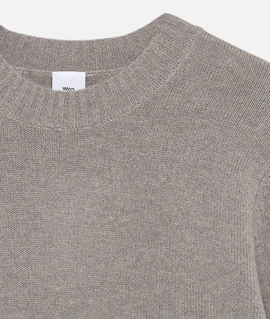 Won Hundred Rune Cashmere Knit Sweater for men in Frost Gray, crafted from a soft wool and cashmere blend with refined ribbed detailing.