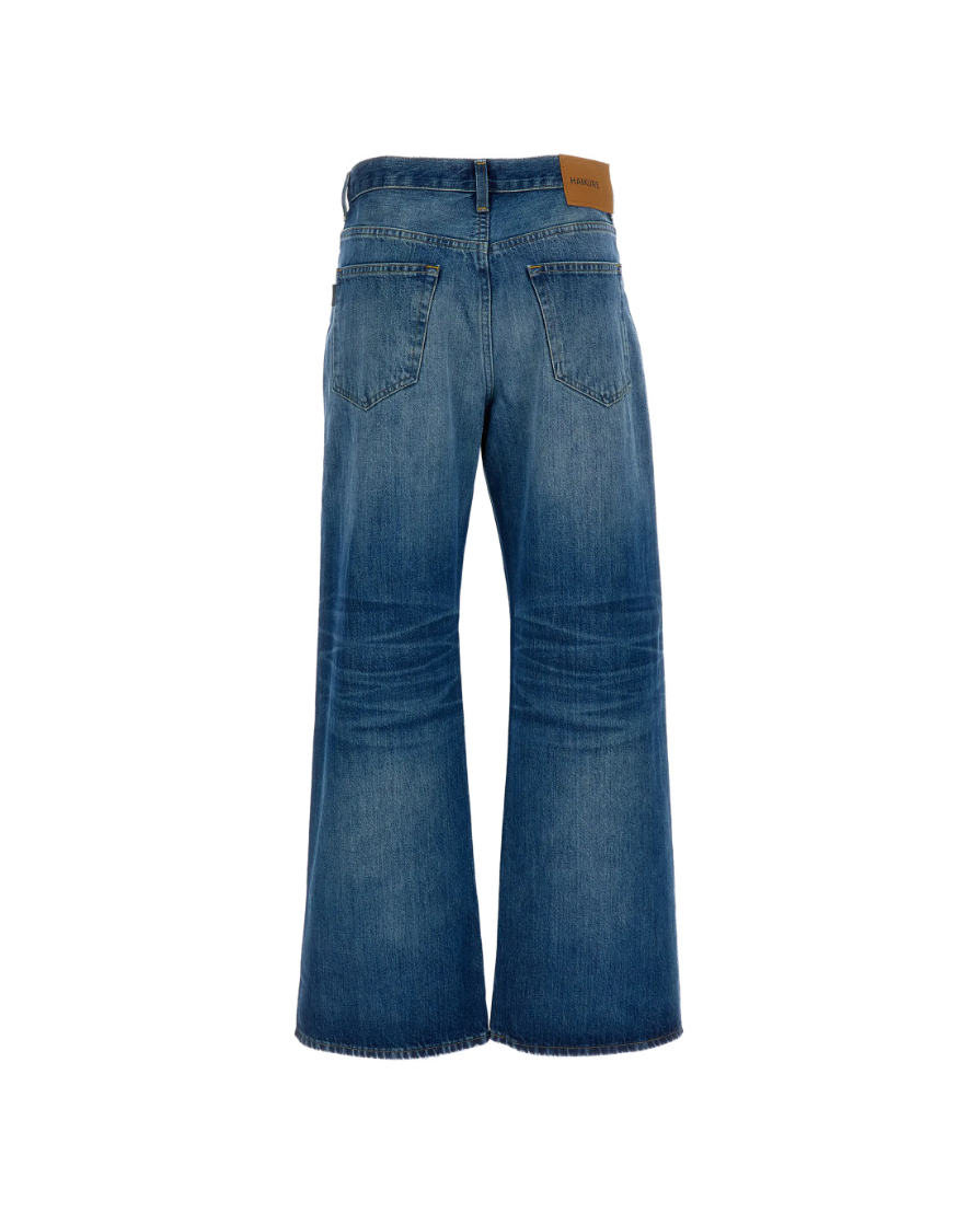 HAIKURE WINNY Wide-Leg Jeans in Blue featuring faded cotton denim, a relaxed silhouette and classic five-pocket styling. Made in Italy.