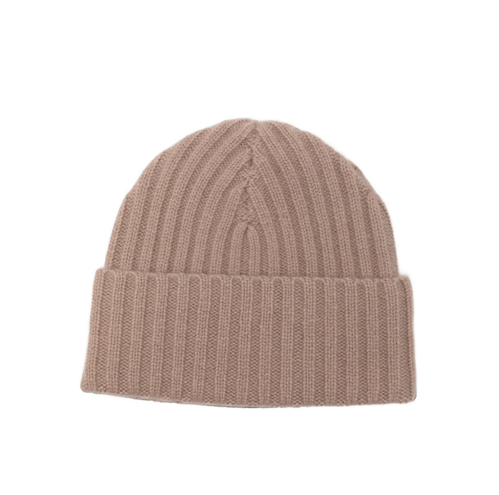 WARM-ME POPEYE Cashmere Beanie in Chocolate Malt, hand-knitted in Nepal from 100% Mongolian cashmere with a structured ribbed design.
