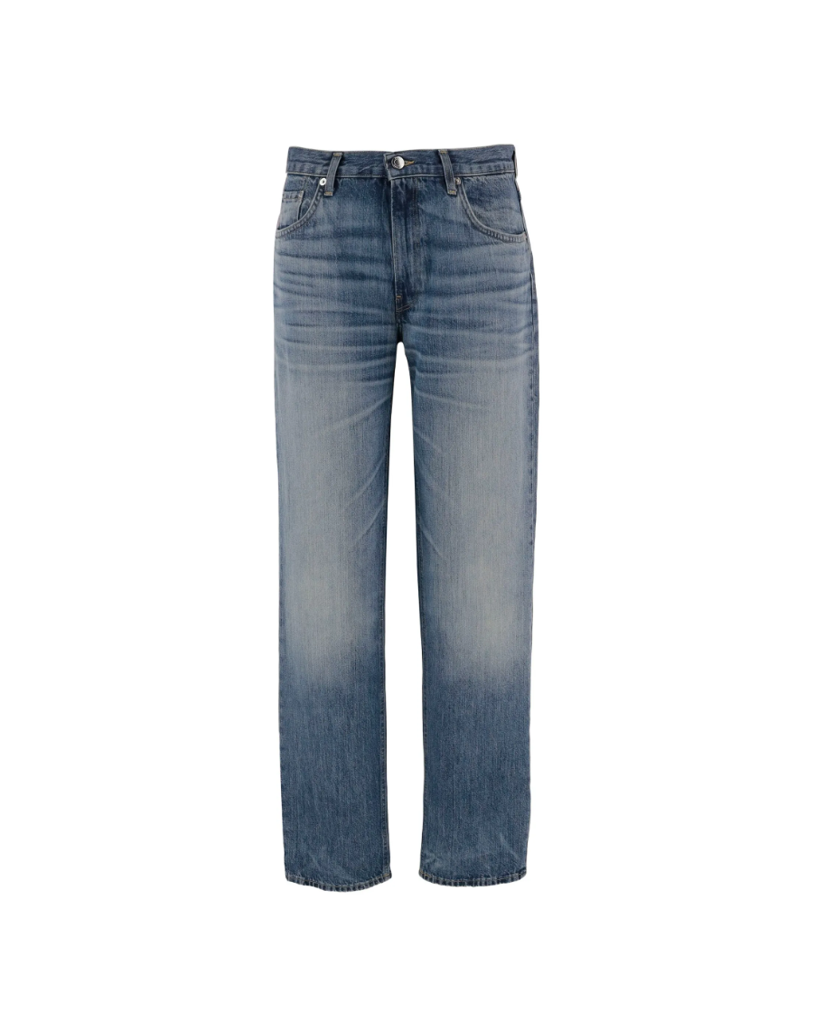 HAIKURE LISA Straight-Leg Jeans in Blue with a washed finish, subtle whiskering and classic five-pocket styling. Made in Italy.