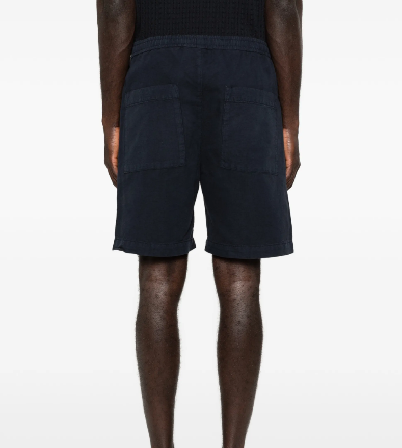 Drykorn SAYO shorts in a rich blue with elastic waistband, linen-cotton blend, and relaxed fit.
