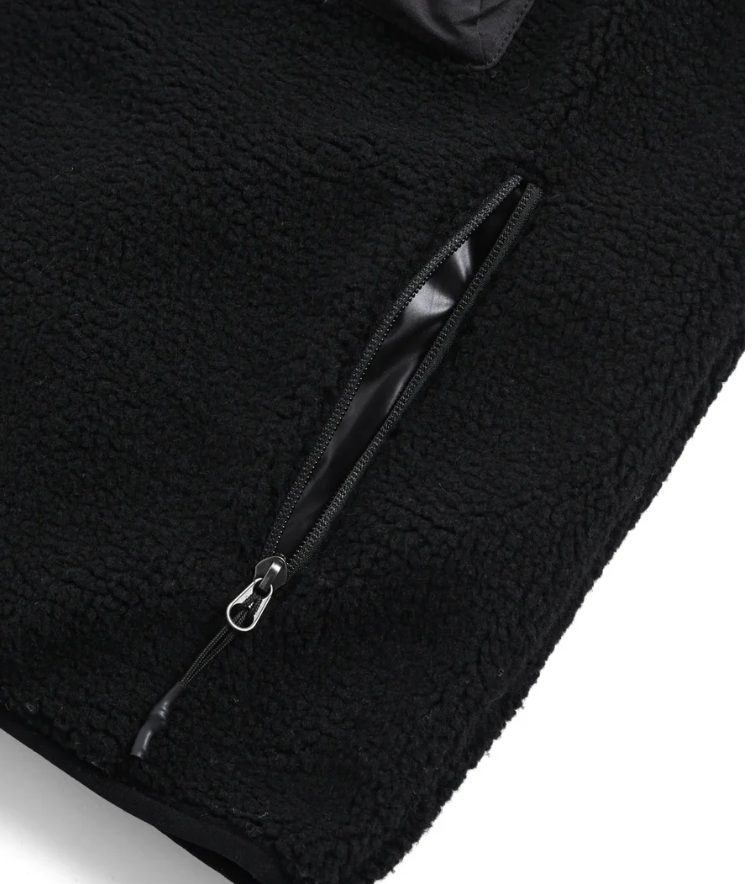 Black TAION Unisex Mountain W-Zip Boa Vest with dual-layer boa fleece and ripstop fabric.