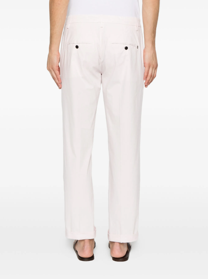 Dondup Gaubert trousers in light pink poplin with relaxed fit, low waist, and chino styling.