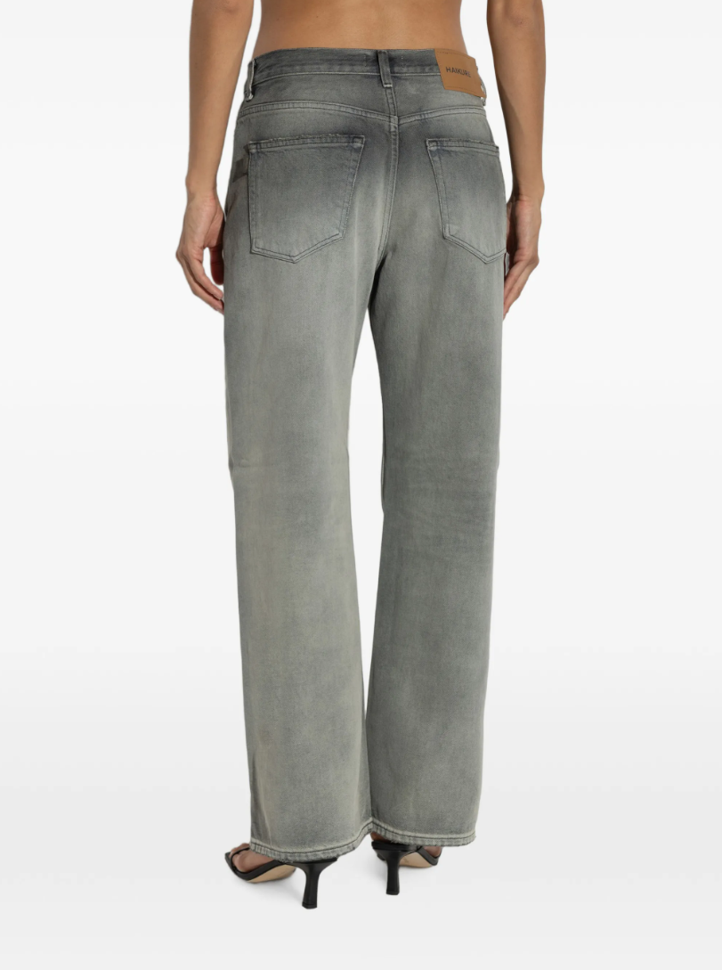 HAIKURE WINNY Smoke Jeans in Smoke Black featuring faded cotton denim, classic five-pocket styling and a signature logo patch.