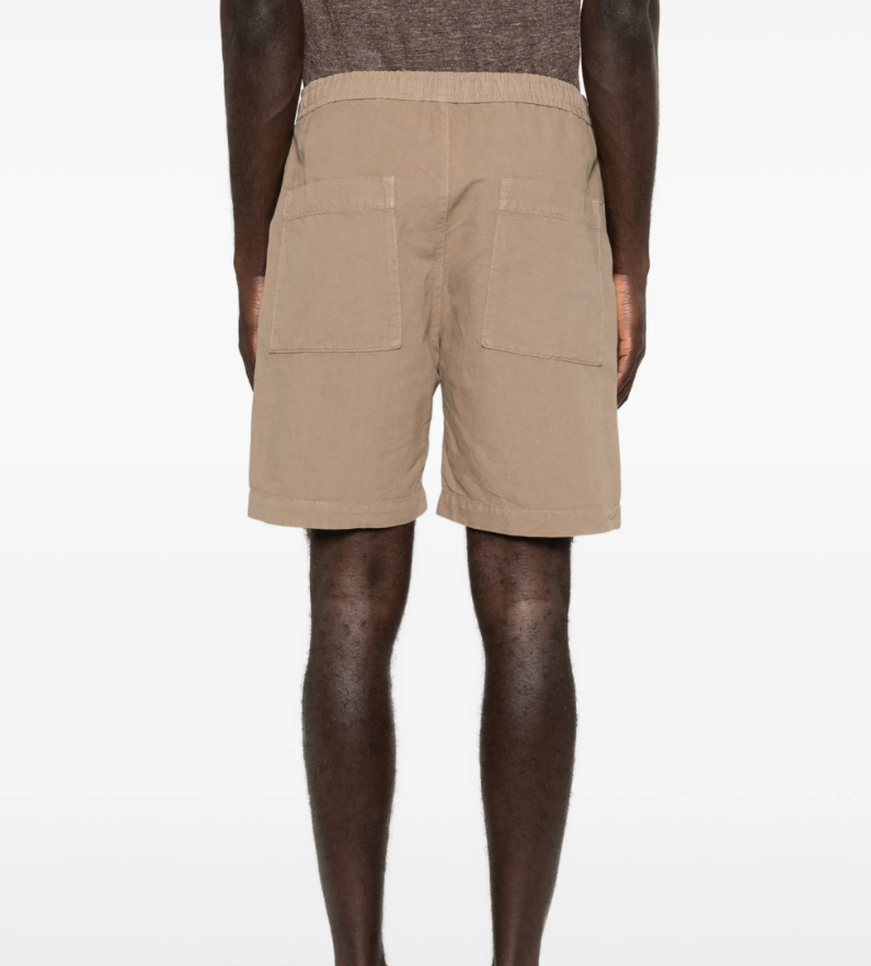 Drykorn SAYO shorts in beige with elastic waistband, linen-cotton blend, and relaxed fit.