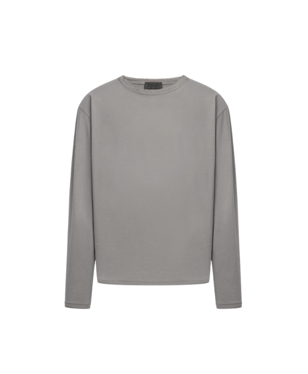 Dondup longsleeve T-shirt in fumé made from cotton jersey with crew neck and embroidered logo detail.