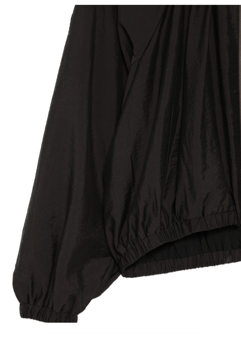 Brown D. Nube zip jacket by Tela, made in Italy with long sleeves, zip fastening, and elasticated hem.