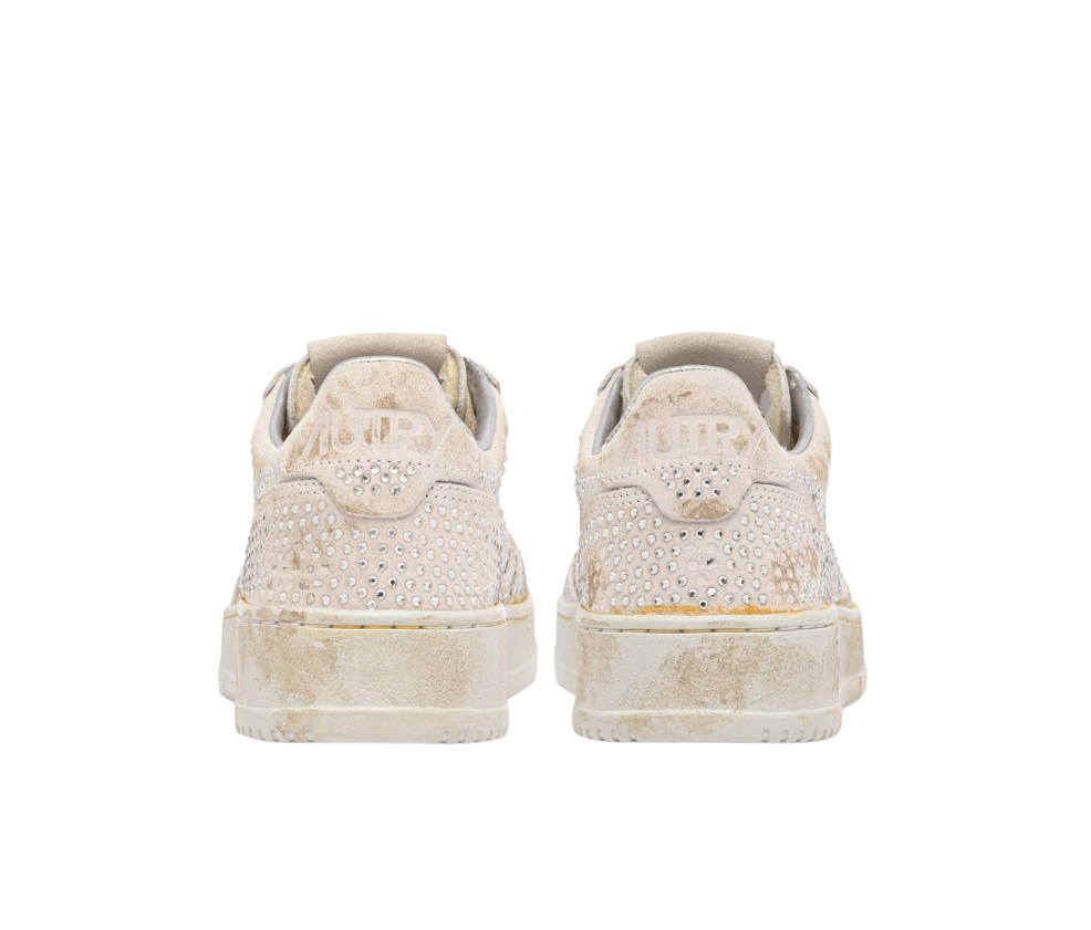 Autry Women’s Medalist Low Crystal Micro Strass Sneakers White, Bloom Collection AULW NA01