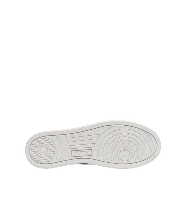 Autry Medalist sneakers in white with suede overlays, perforated toe, and rubber sole.
