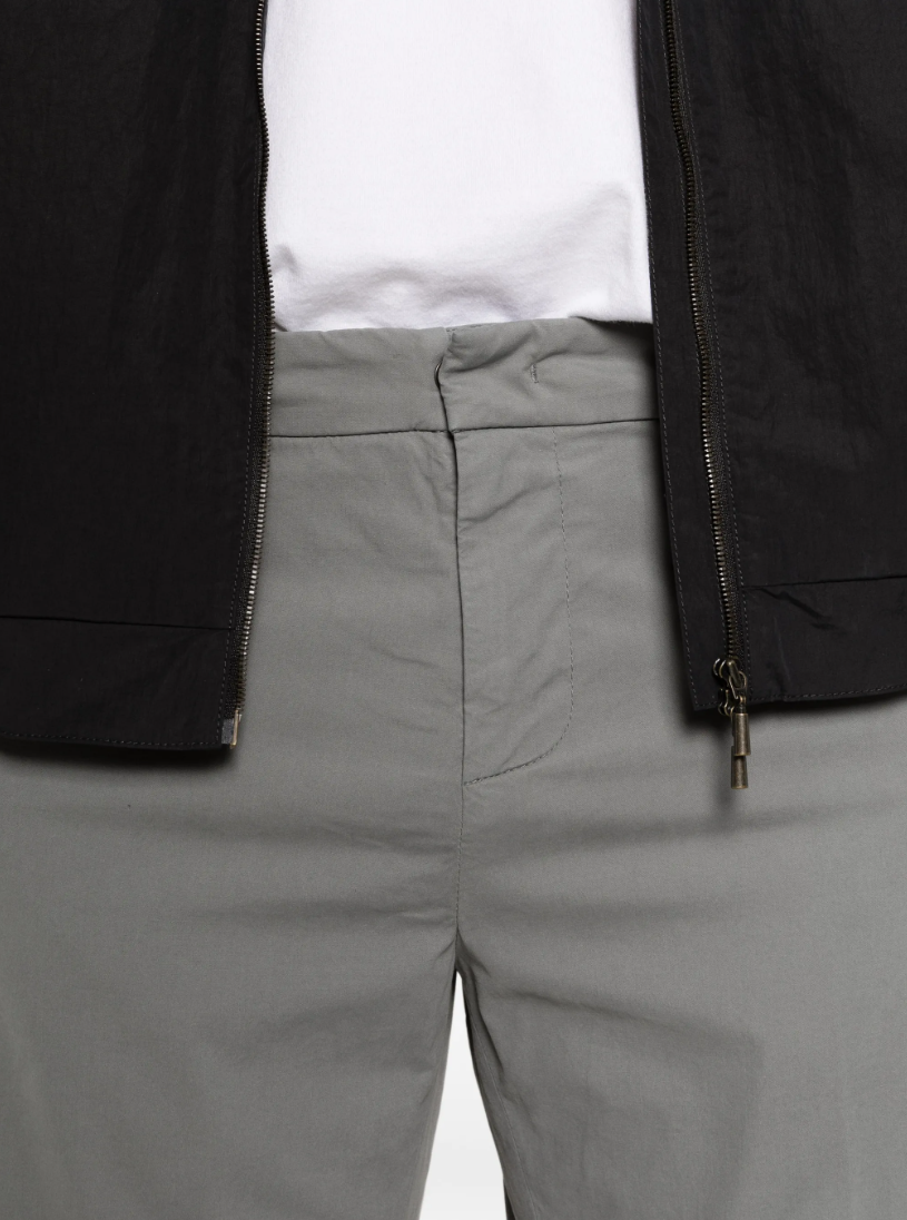 Dondup Gaubert trousers in grey poplin with relaxed fit, low waist, and chino styling.
