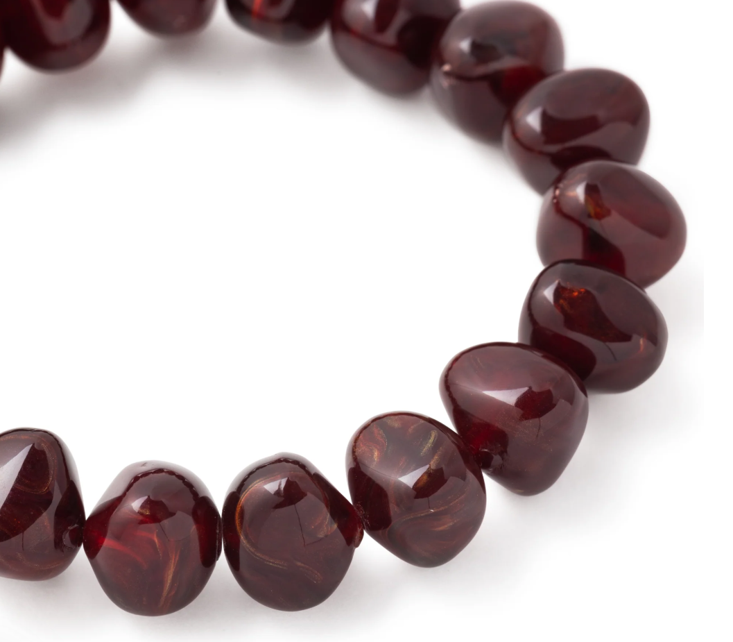 Vanessa Baroni Mini Stone Flex Bracelet in Bordeaux Marble with a sculptural design, soft marbling and lightweight feel. Made in Italy.