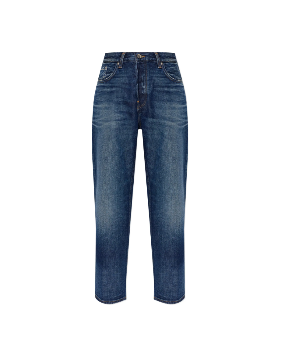 HAIKURE BETTY Jeans in Navy Blue featuring whiskering details, silver-tone hardware and classic five-pocket styling. Made in Italy.