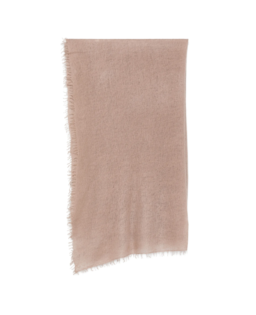 WARM-ME Small NOMAD Scarf in Chocolate Malt, crafted from 100% pure cashmere with a lightweight, semi-sheer fine knit and fringed edges.