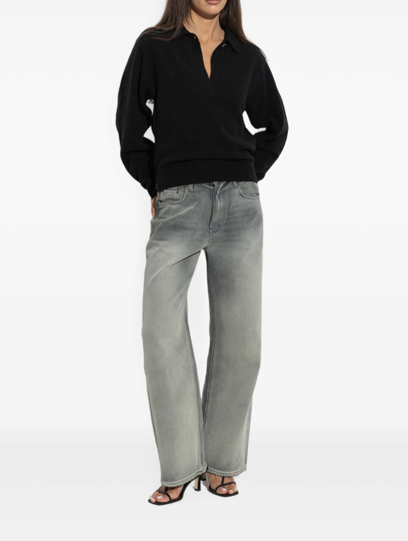 HAIKURE WINNY Smoke Jeans in Smoke Black featuring faded cotton denim, classic five-pocket styling and a signature logo patch.