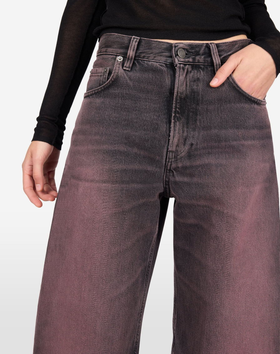 Haikure BIBI Denim Jeans for women in Pink Black with a high waist, loose Banana fit and sculpted silhouette. Made in Italy.