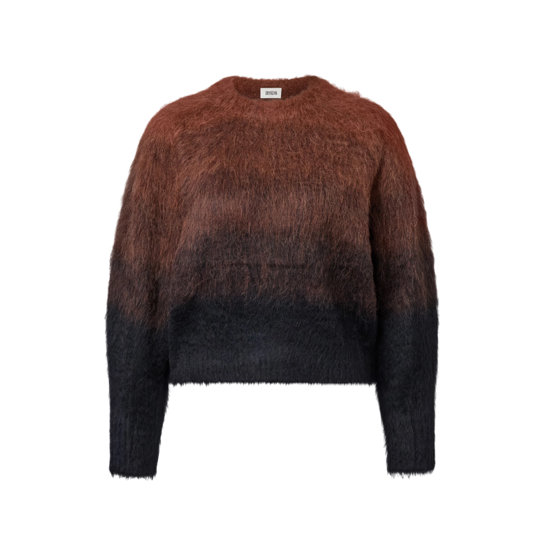 Drykorn GINNIFER Pullover for women in Chocolate Fondant with a soft alpaca blend, turtleneck and distinctive ombré effect.