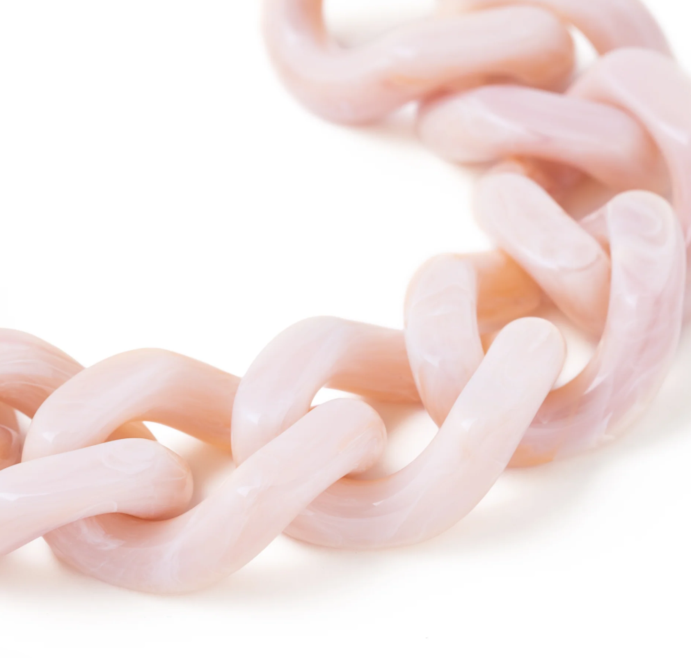 Vanessa Baroni Flat Chain Bracelet in Ivory Rose Marble with a sculptural design and lightweight feel. Made in Italy.