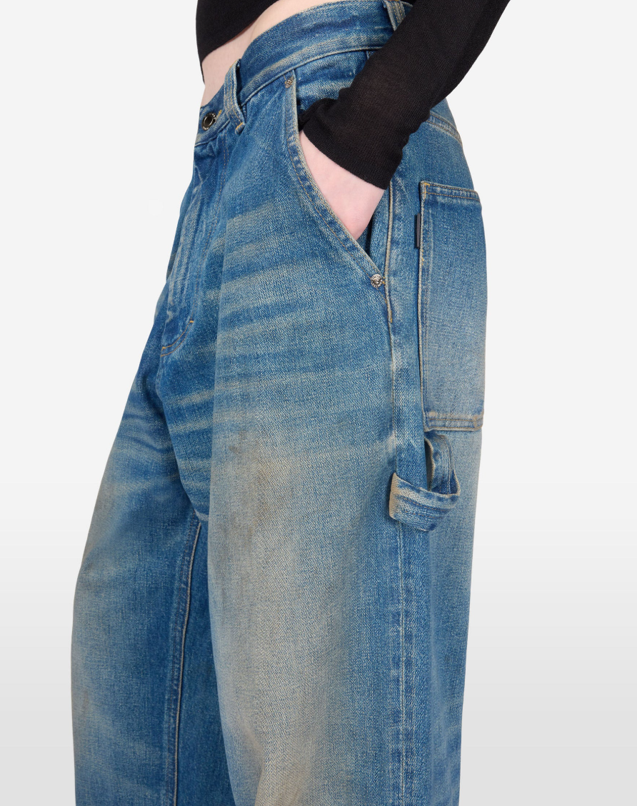 Haikure SIBILLA Denim Jeans for women in Jane Blue with a relaxed Boyfriend fit, straight leg and worker-inspired details.