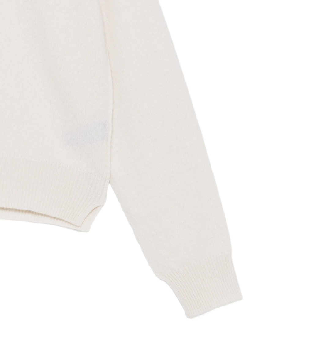 HAIKURE ROSE Sweater in Snow featuring a relaxed silhouette, dropped shoulders and ribbed trims. Made in Italy.