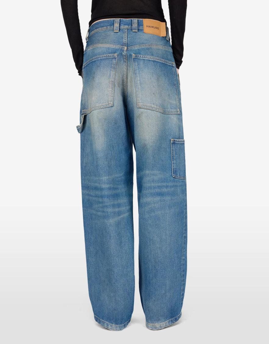 Haikure SIBILLA Denim Jeans for women in Jane Blue with a relaxed Boyfriend fit, straight leg and worker-inspired details.