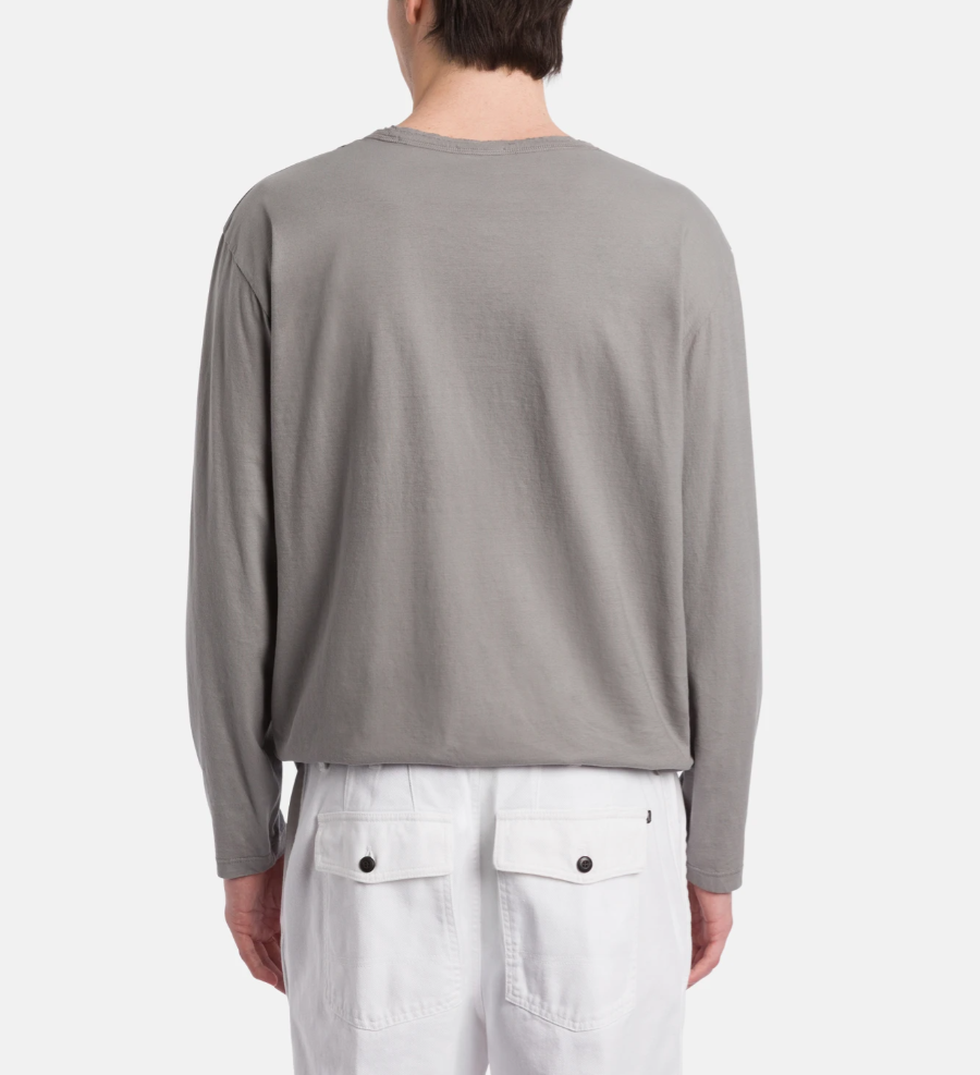 Dondup longsleeve T-shirt in fumé made from cotton jersey with crew neck and embroidered logo detail.
