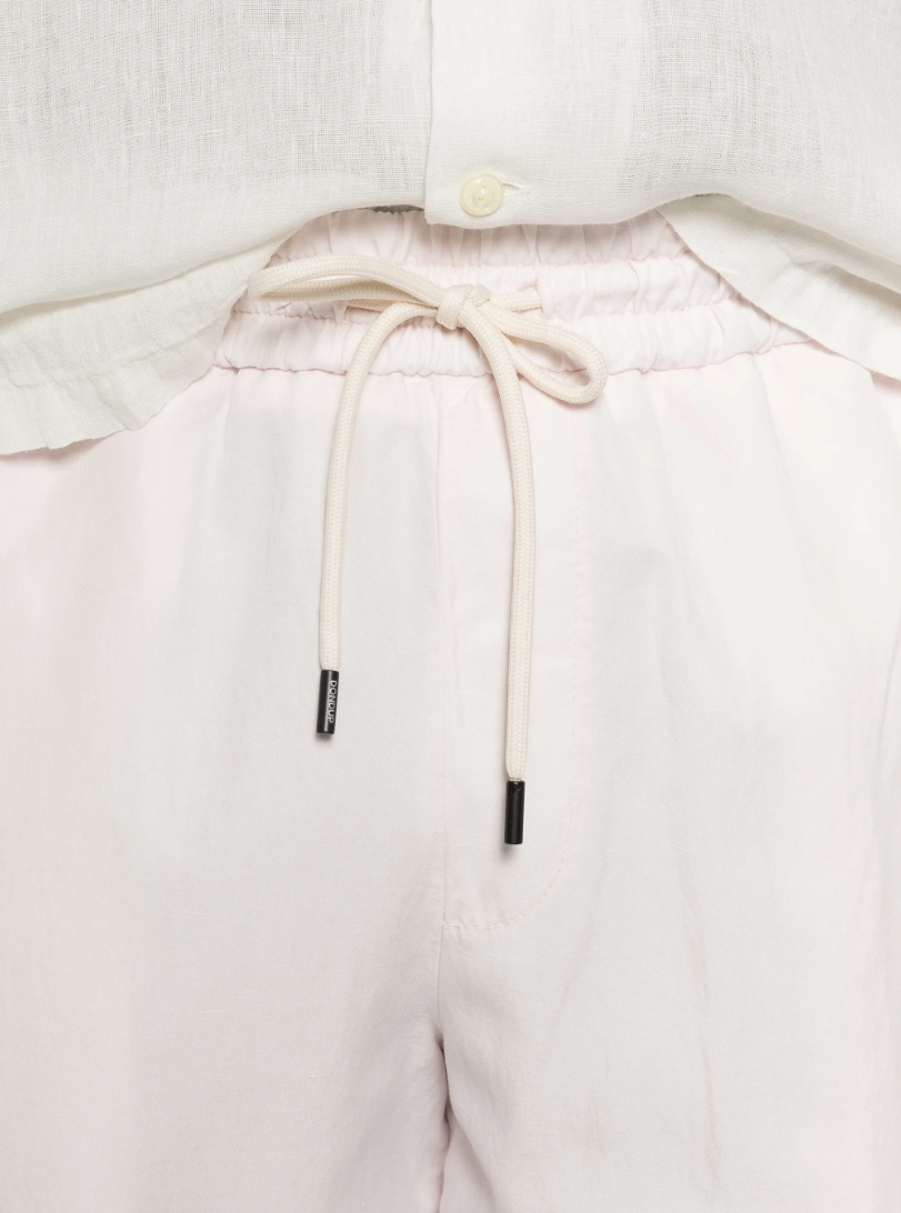 Dondup bermuda shorts in light pink with drawstring waist, elastic waistband, and tailored look.