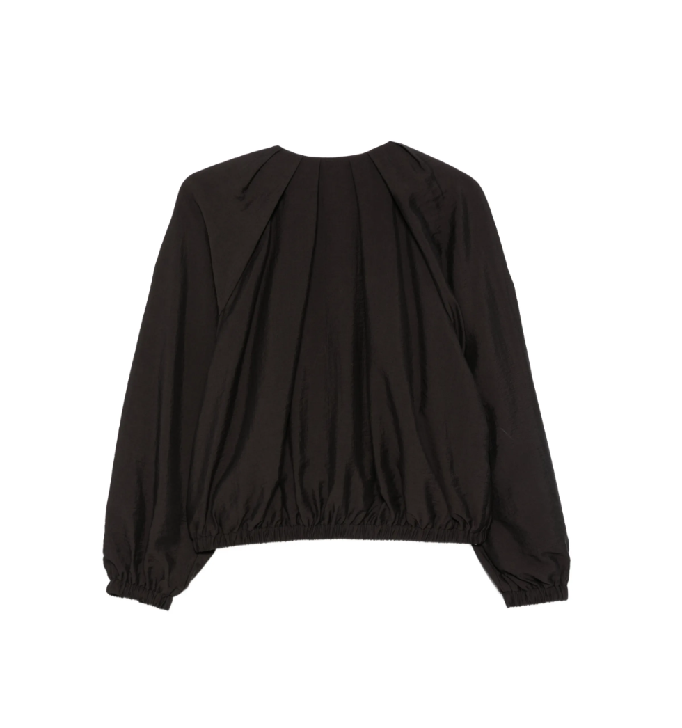 Brown D. Nube zip jacket by Tela, made in Italy with long sleeves, zip fastening, and elasticated hem.