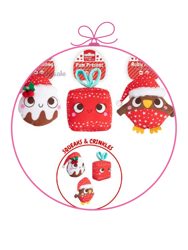 Squeaky Crinkle Festive Plush Toy