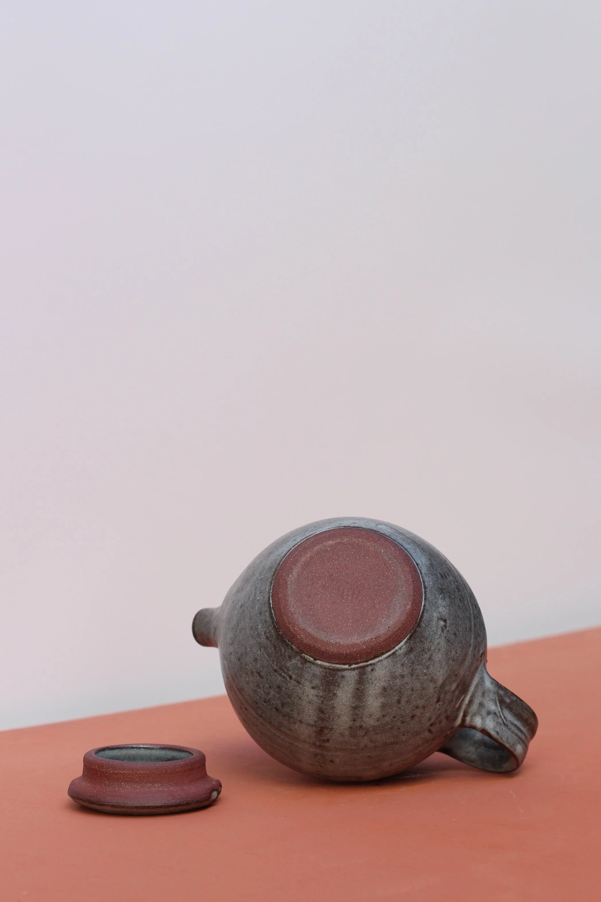 Large mottled blue teapot