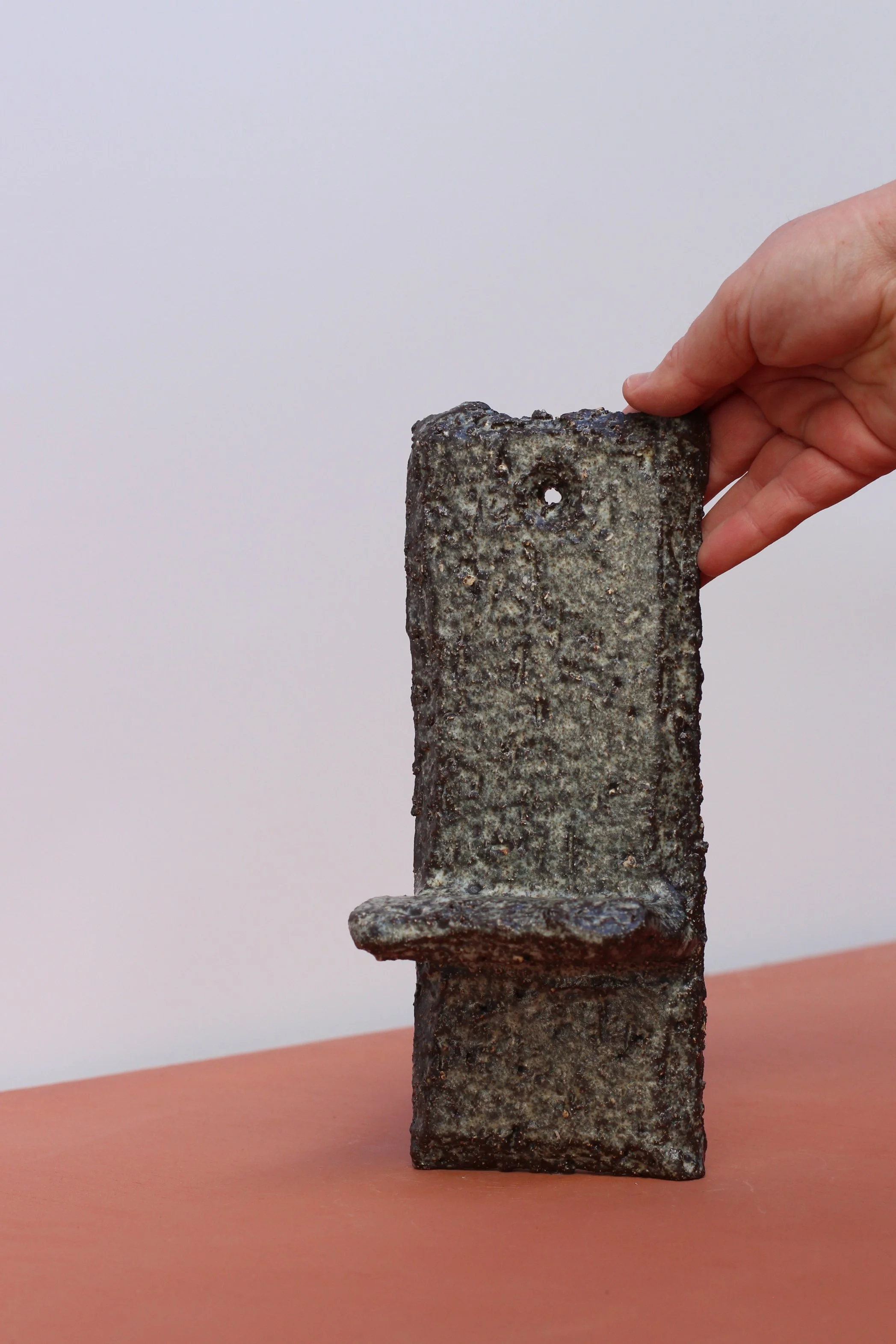 Large textured mottled green shelf