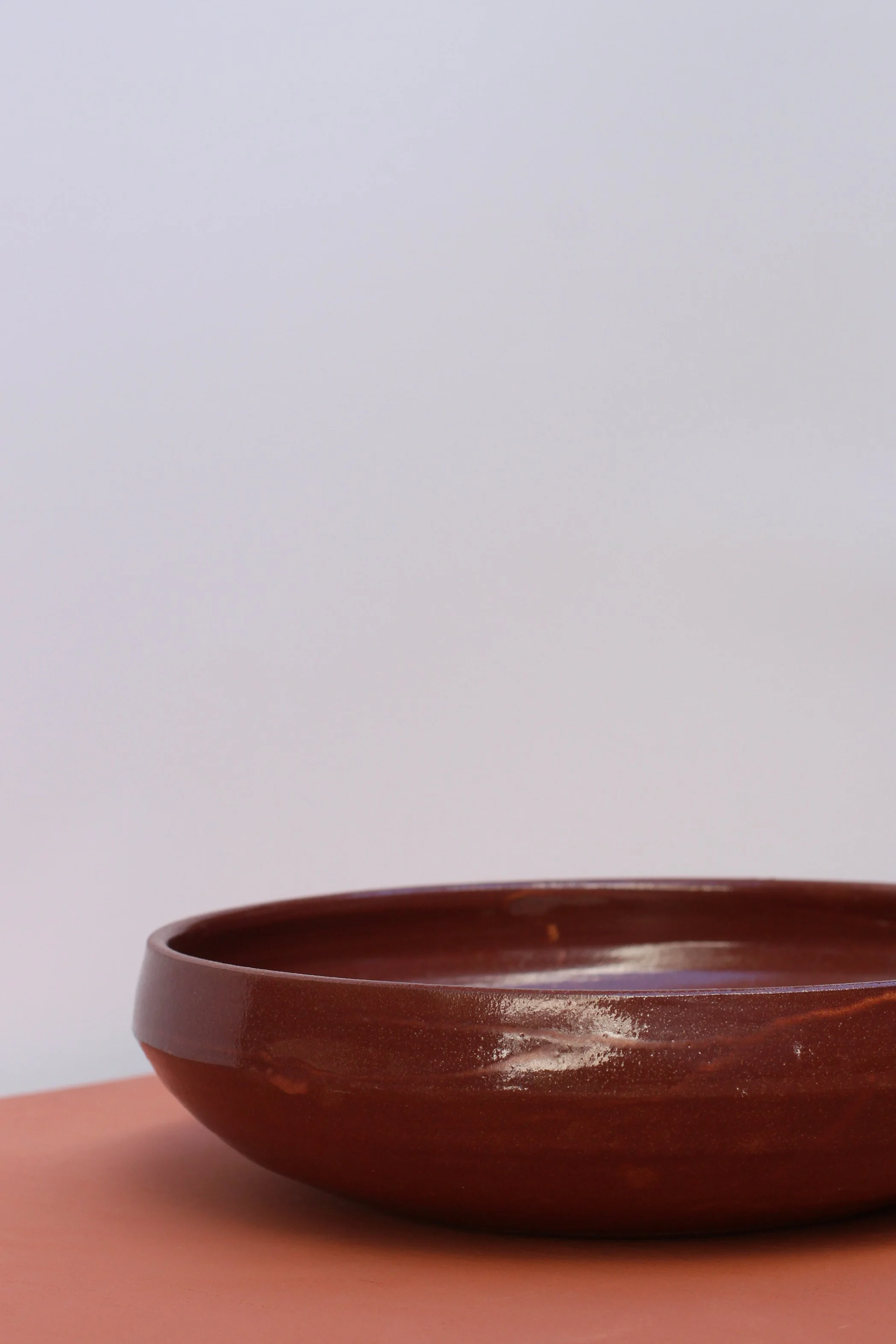 Large red serving bowl