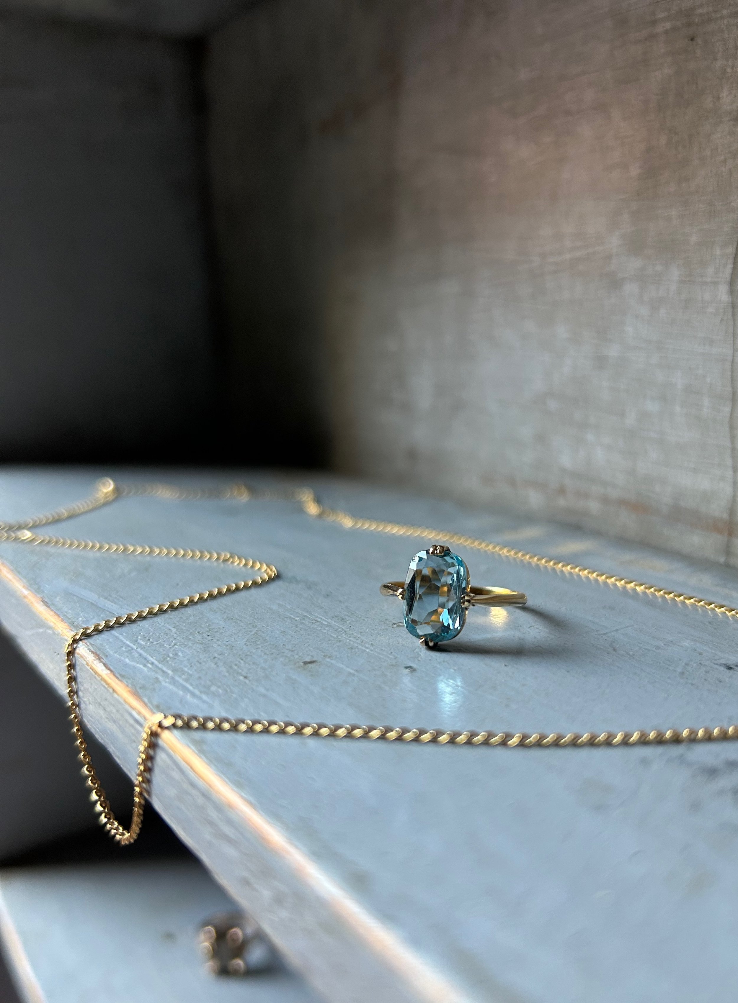 Vintage 14ct Gold Aquamarine Ring