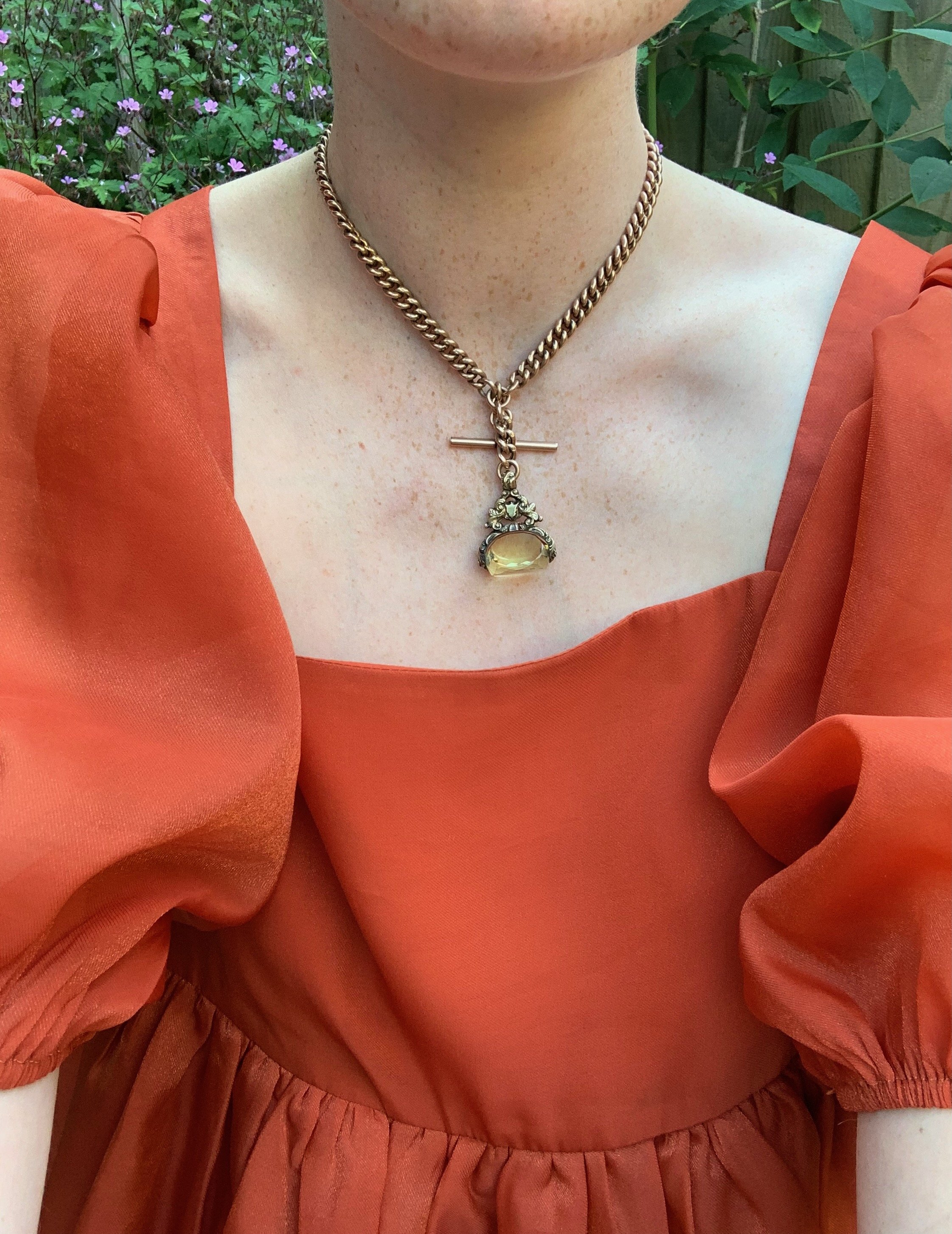 Antique Rose Gold T bar Chain