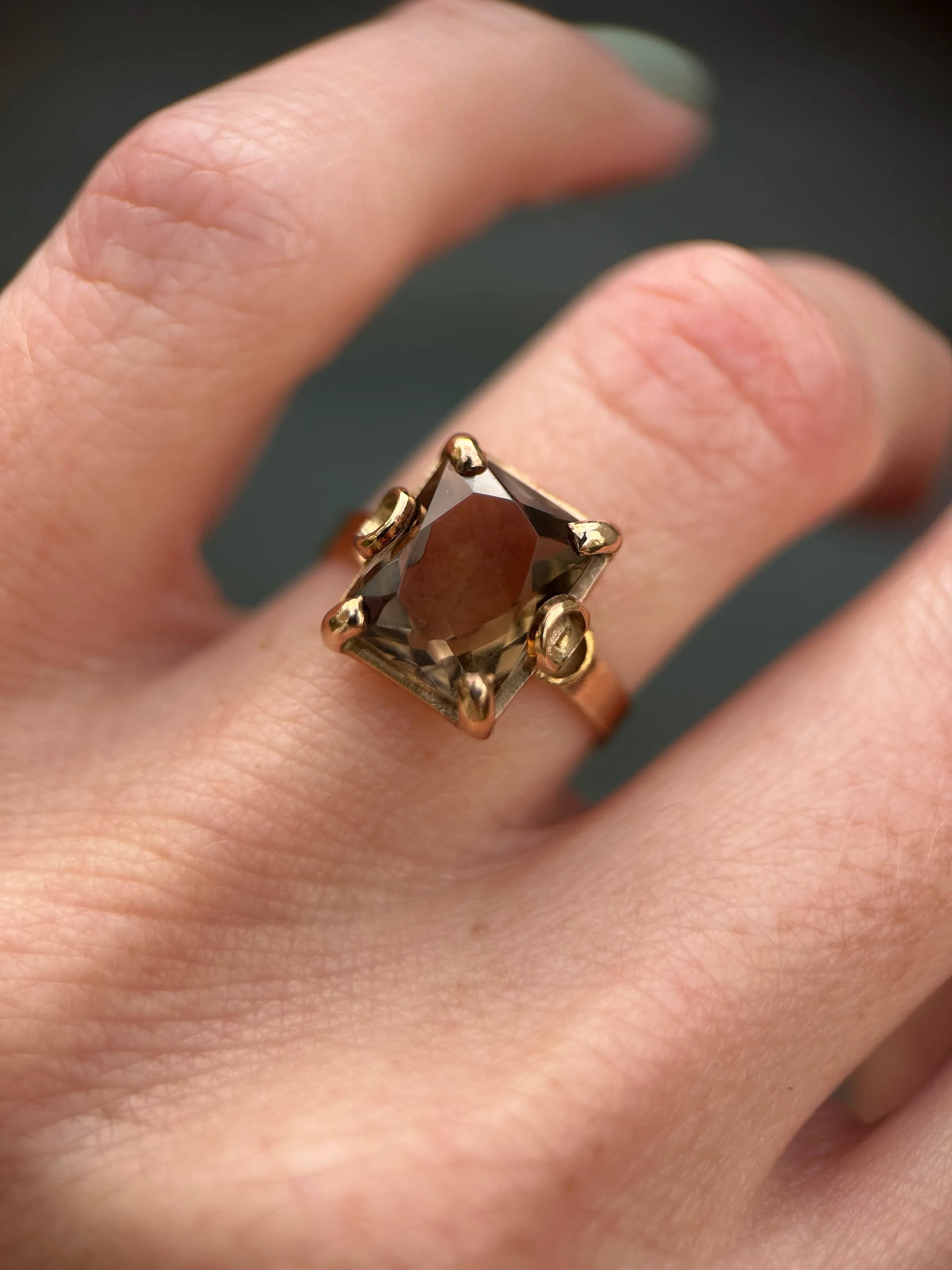 Vintage 9ct Gold Smoky Quartz Ring