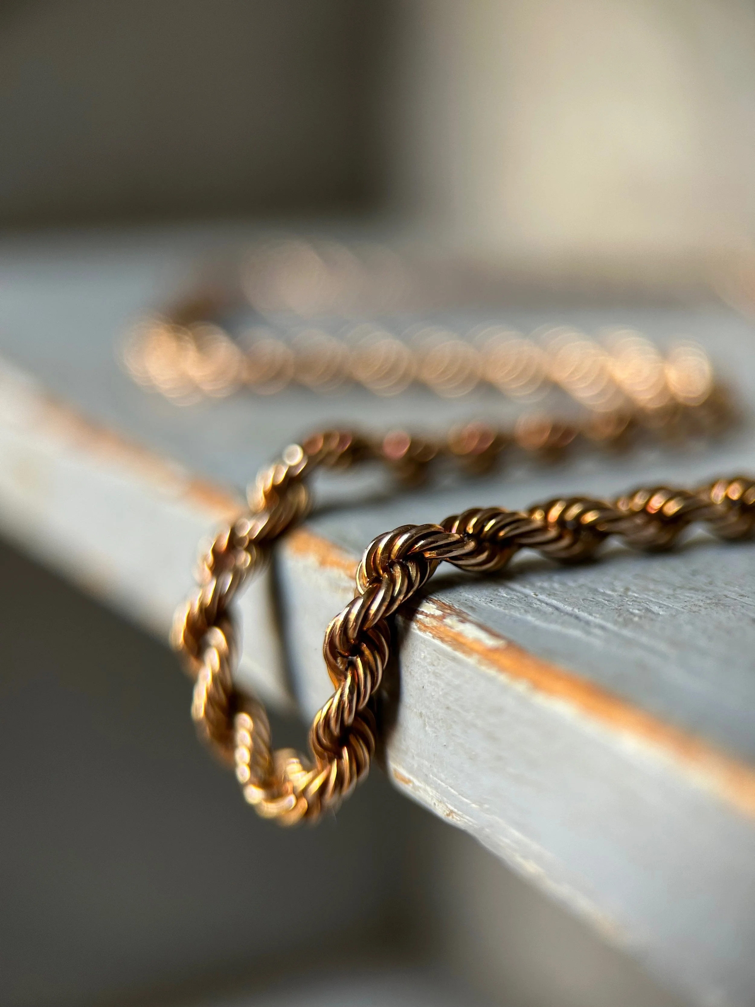 Vintage 9ct Gold Rope Chain Necklace