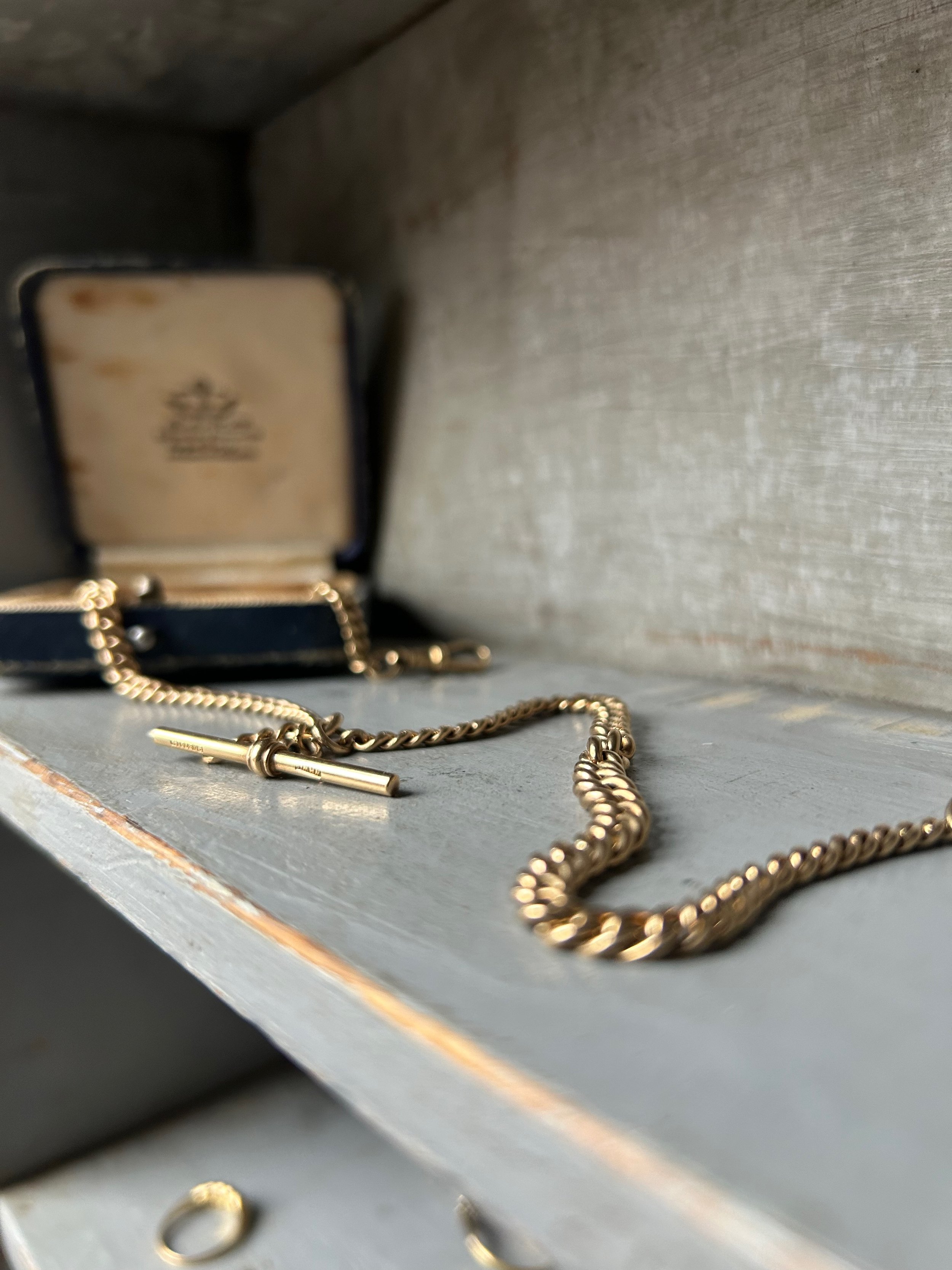 Antique 9ct Gold Double Albert Chain Necklace