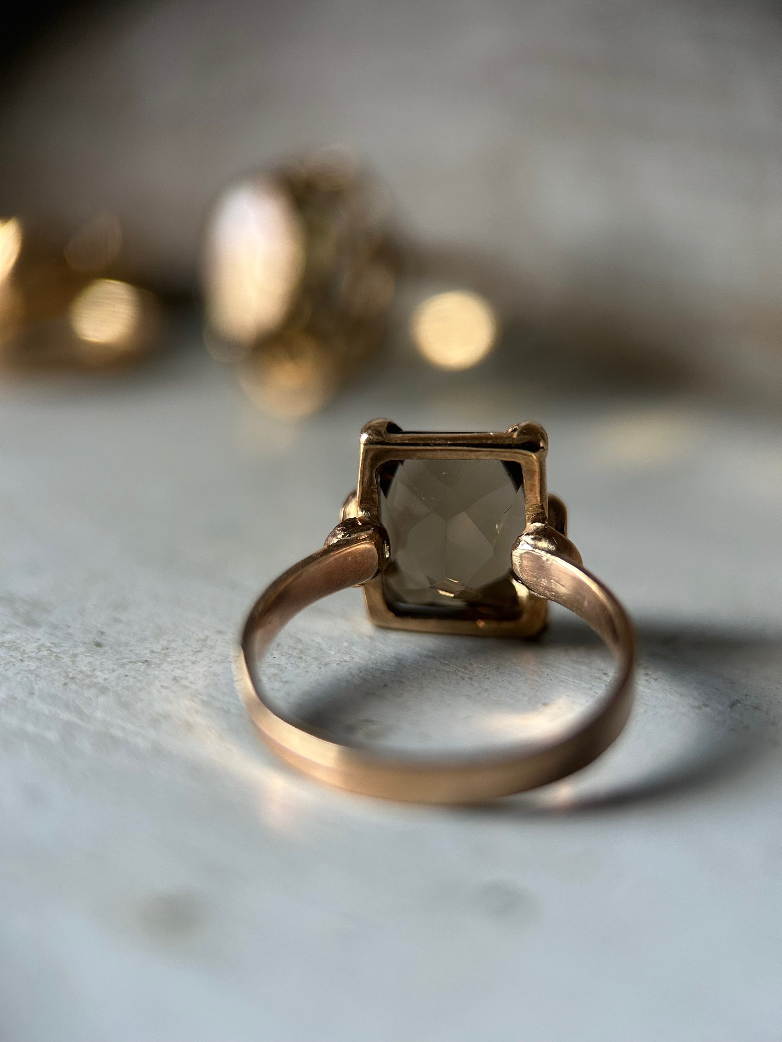 Vintage 9ct Gold Smoky Quartz Ring