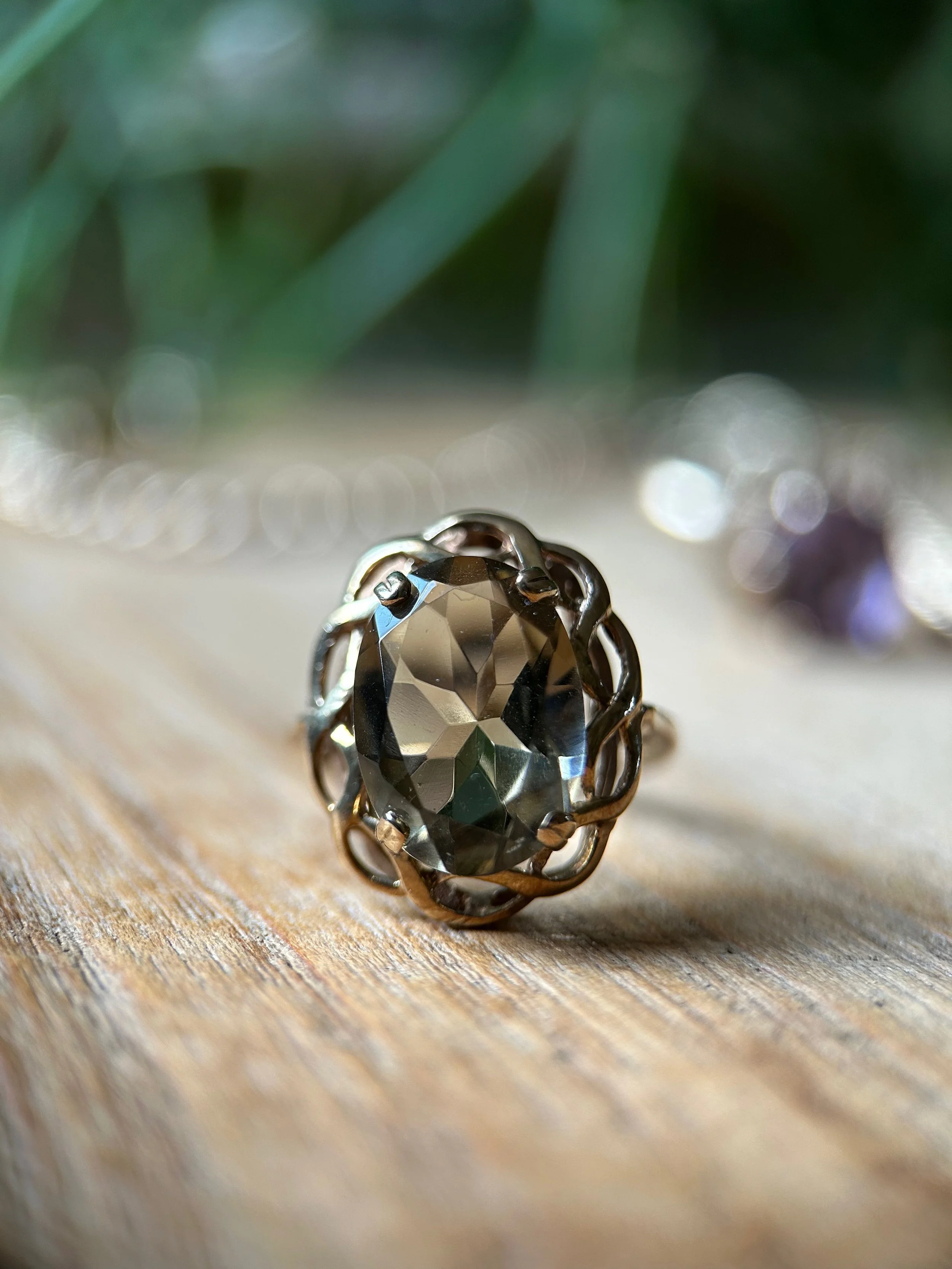 Vintage 9ct Gold Smoky Quartz Ring
