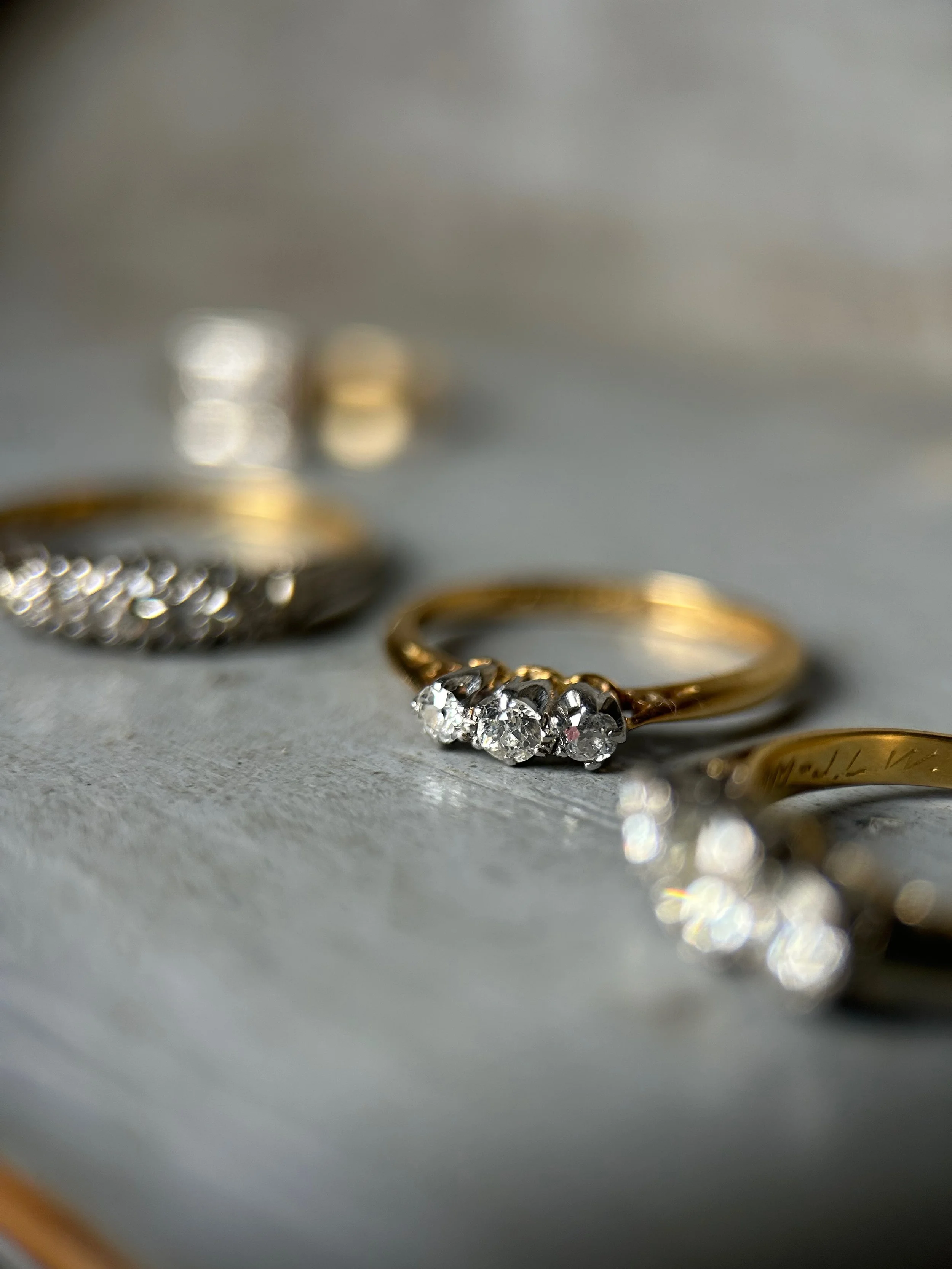Antique 18ct Gold Diamond Trilogy Ring