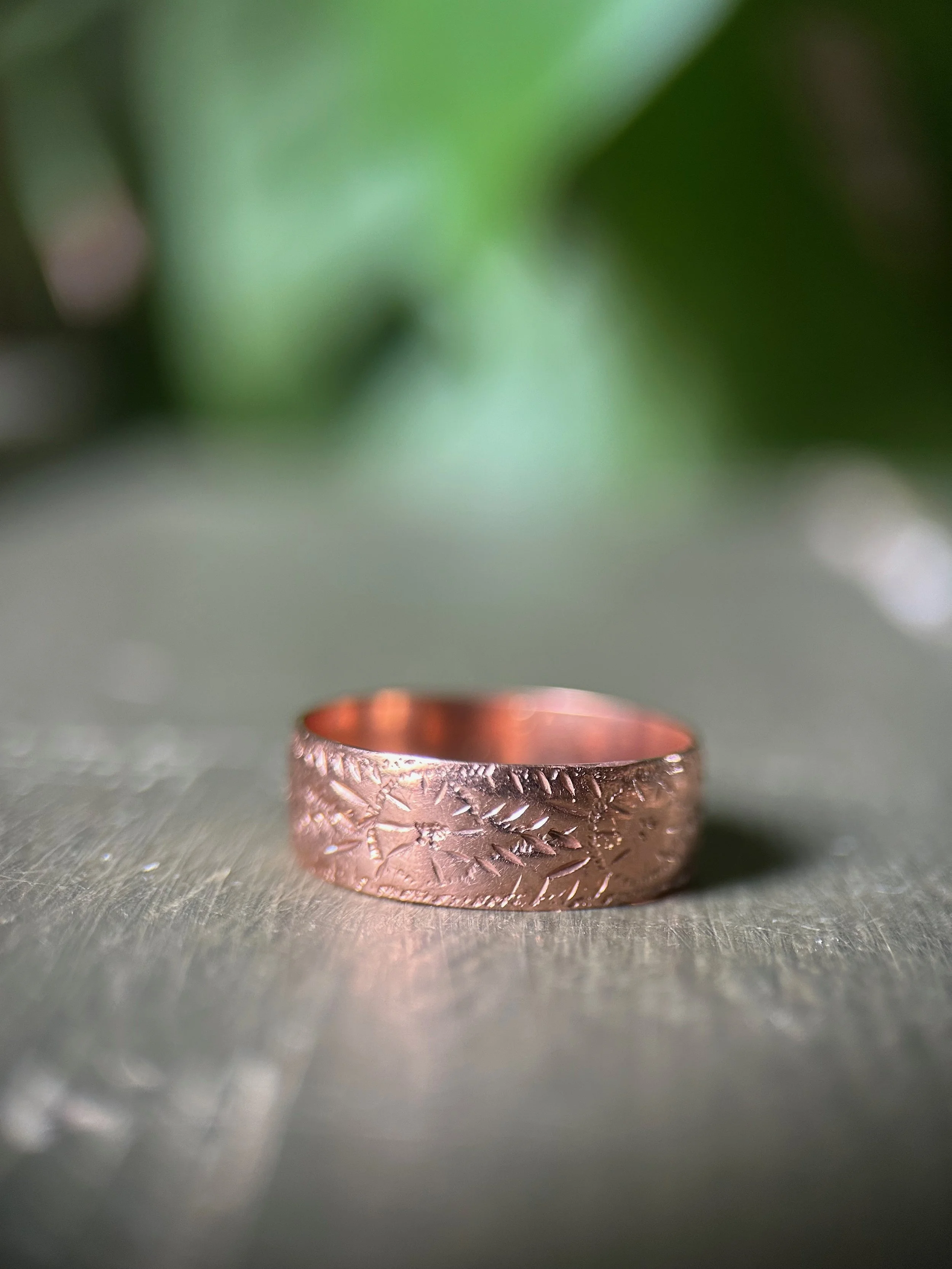Antique Rose Gold Engraved Band