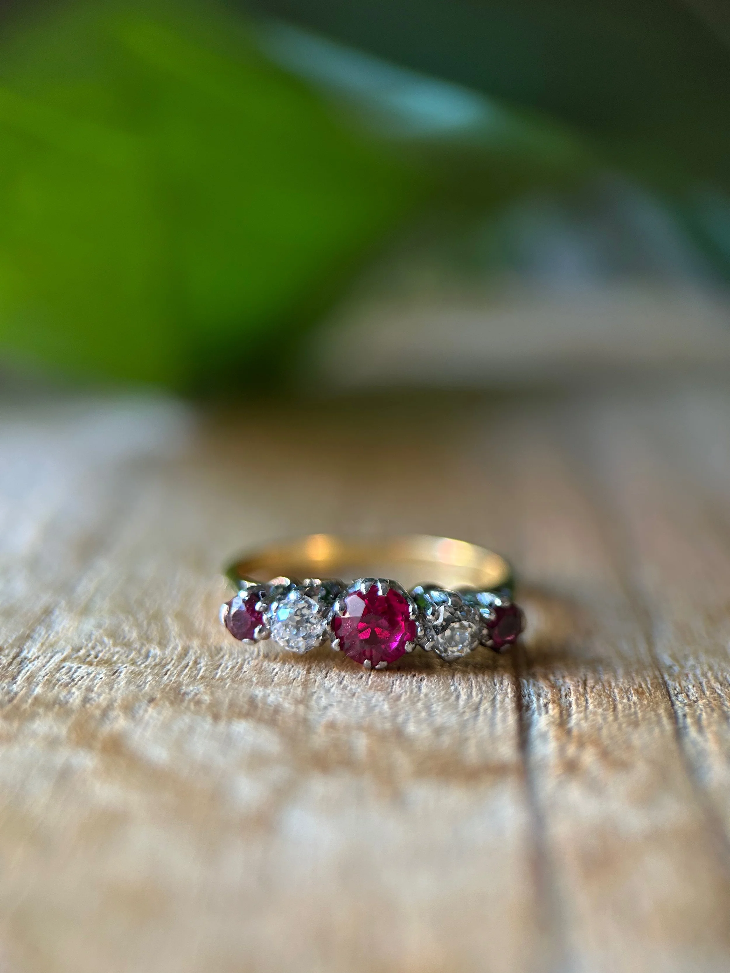 Antique 18ct Gold Ruby & Diamond Ring