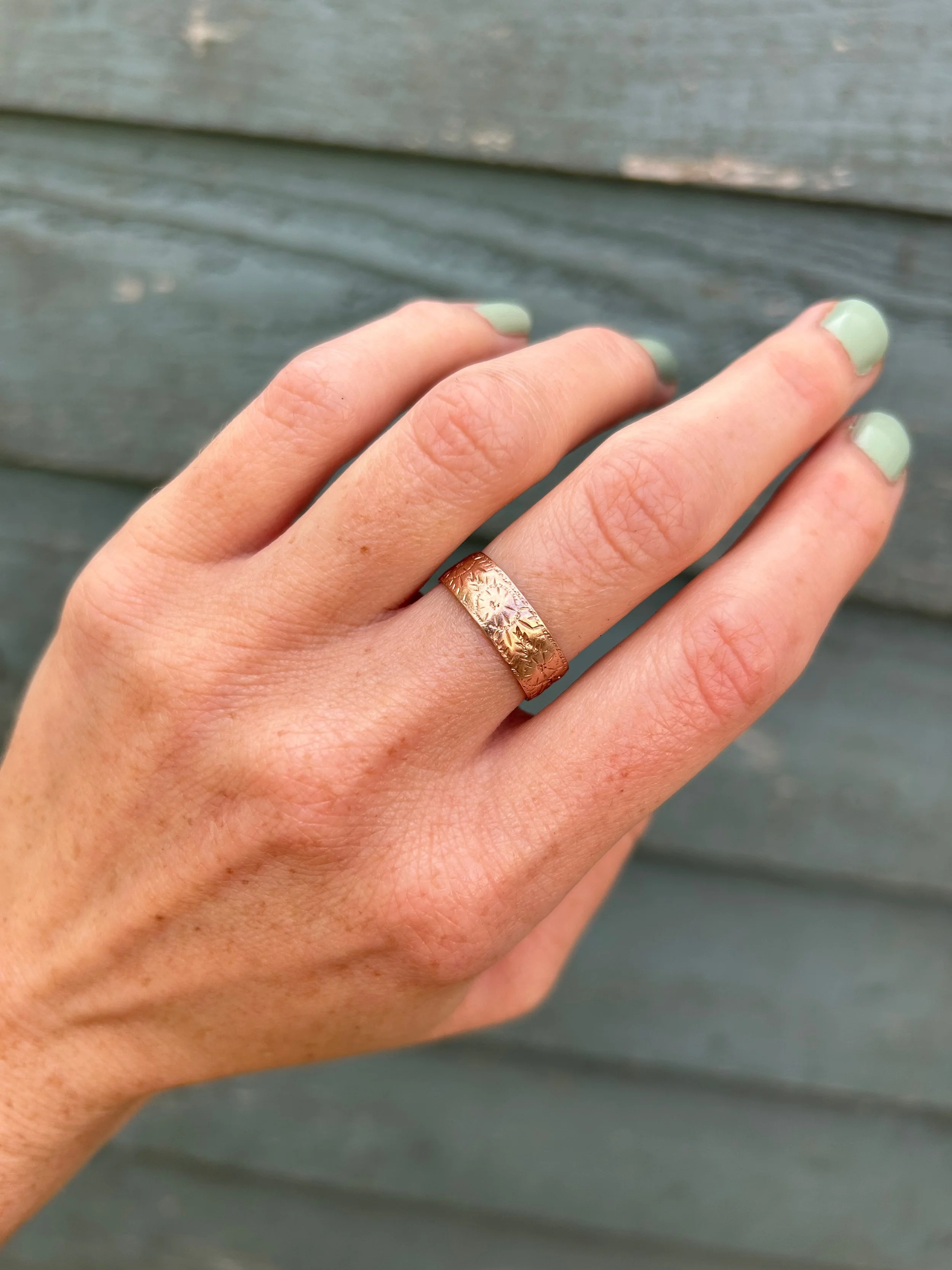Antique Rose Gold Engraved Band