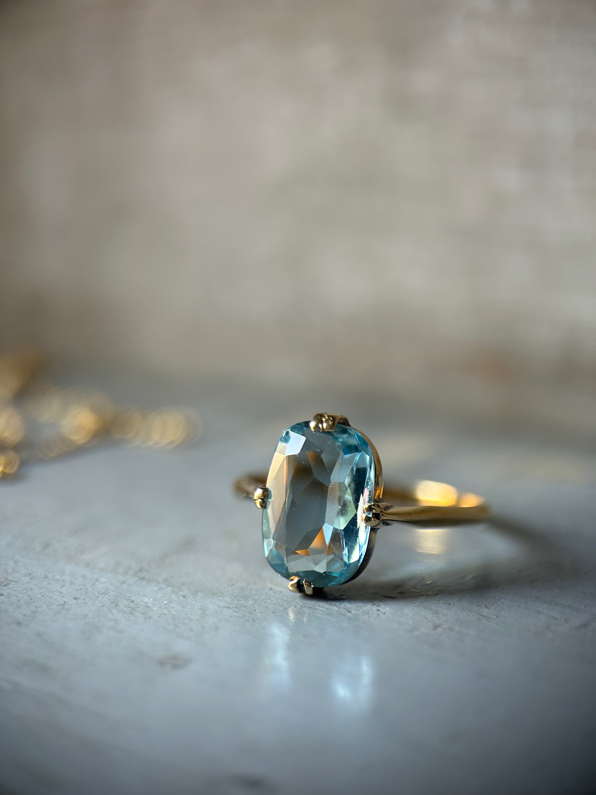 Vintage 14ct Gold Aquamarine Ring