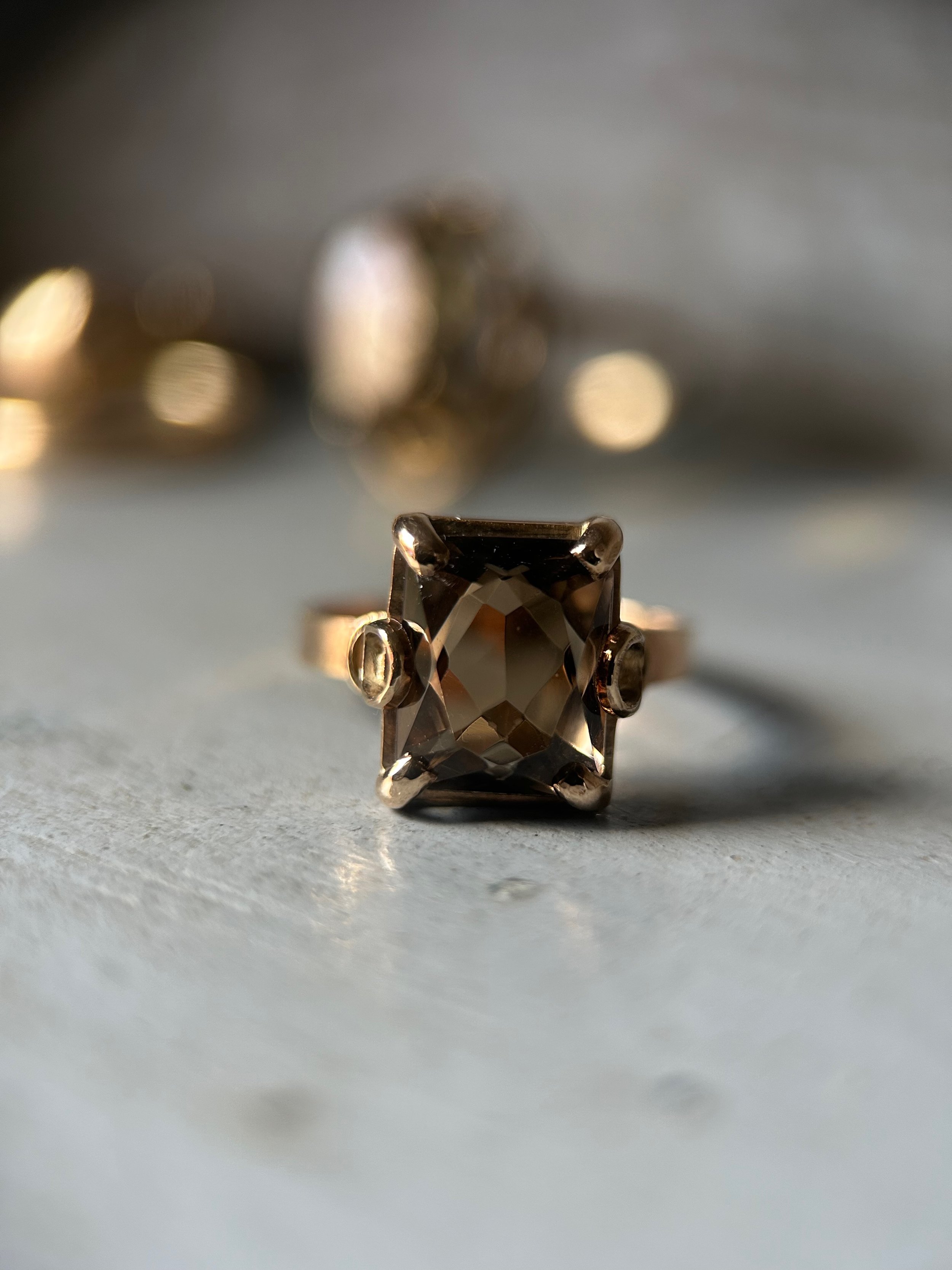 Vintage 9ct Gold Smoky Quartz Ring