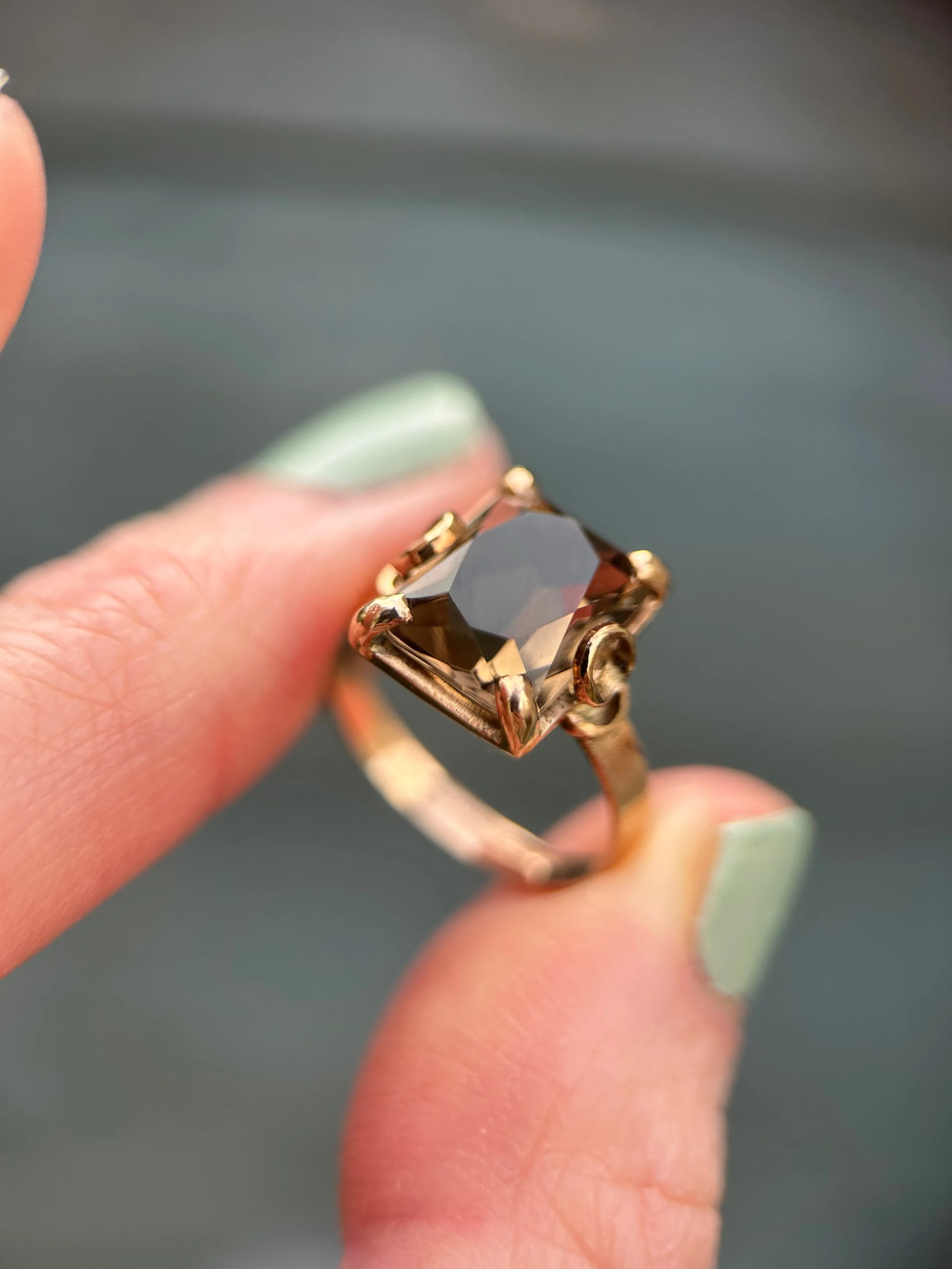 Vintage 9ct Gold Smoky Quartz Ring