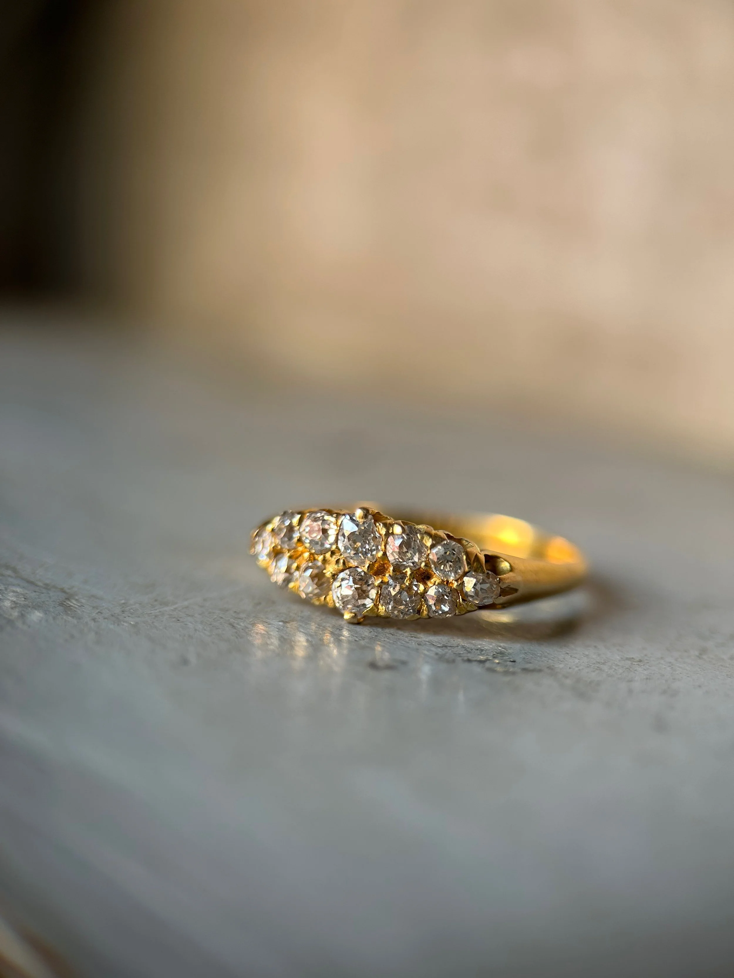 Antique 18ct gold Diamond Boat Ring