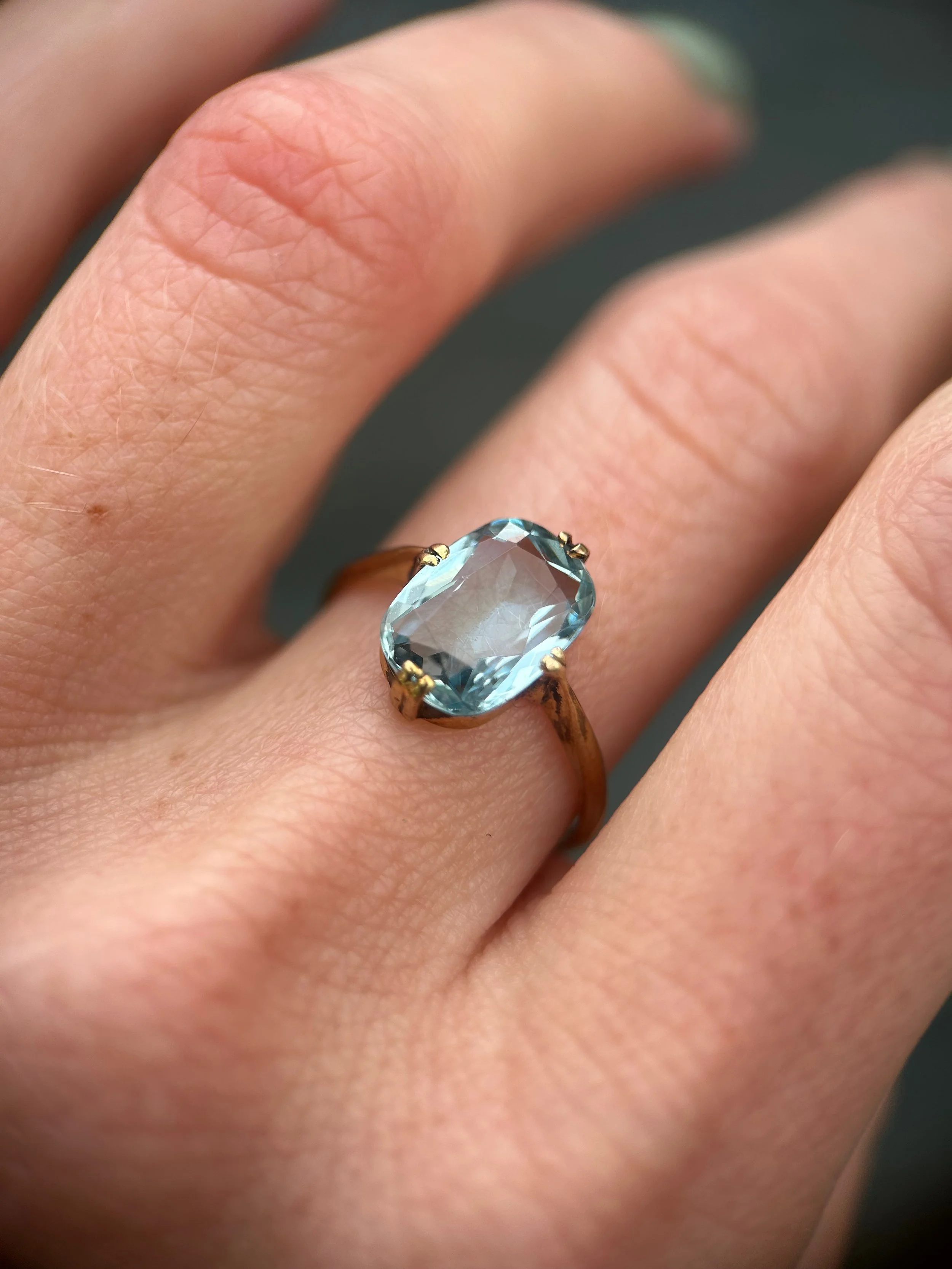 Vintage 14ct Gold Aquamarine Ring