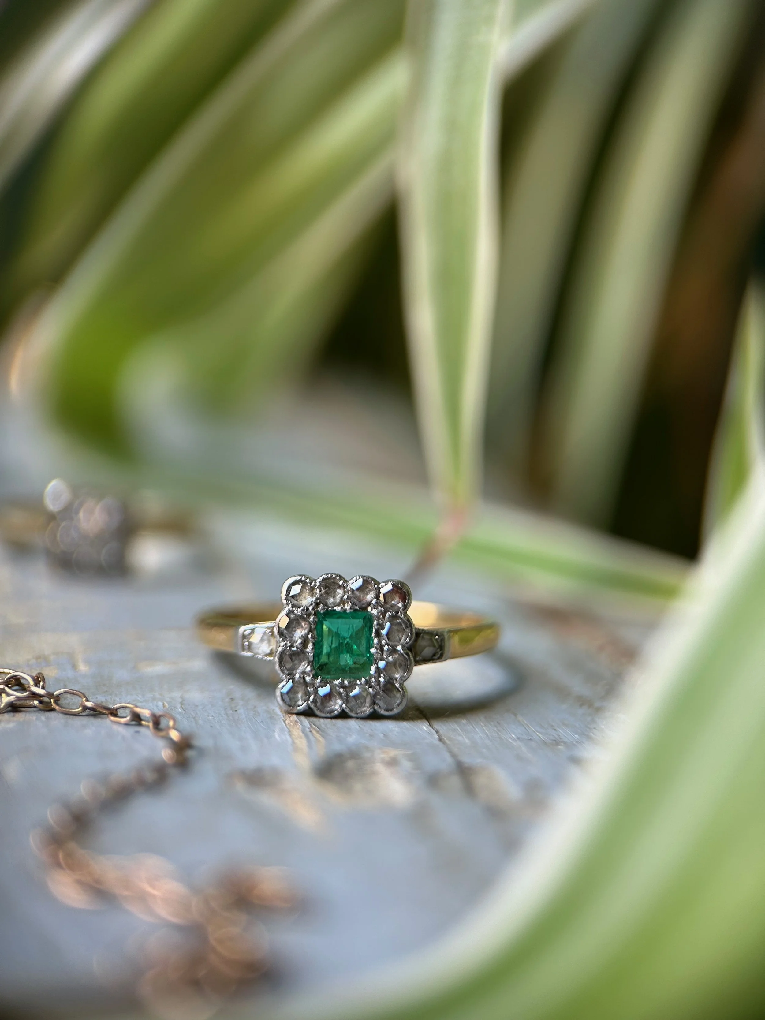 Art Deco Emerald and Diamond Ring